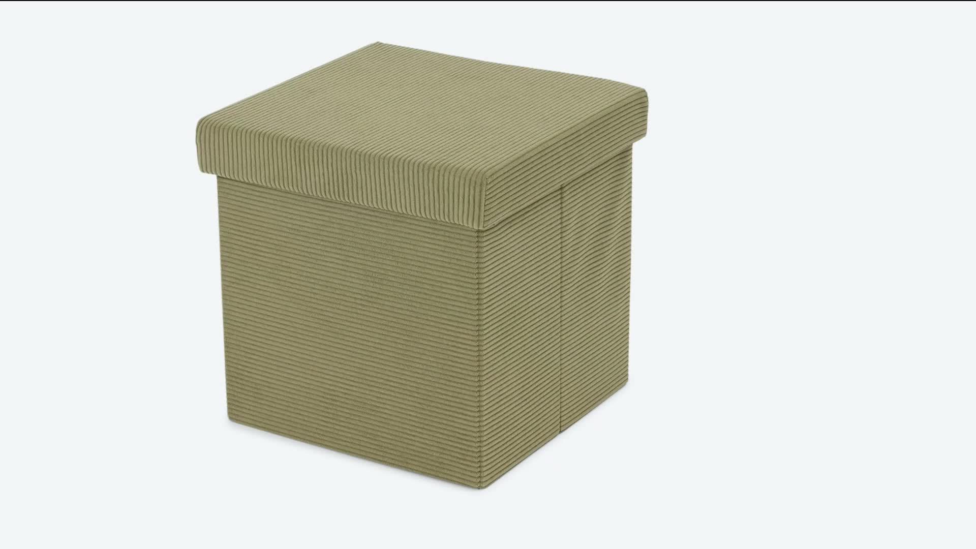 Easy!maxx Sitzwürfel Mit Stauraum | 36x35x35 Cm | Mit Vakuumierbarem Beutel & Kunststoffgleitern | Bis 120 Kg Belastbar