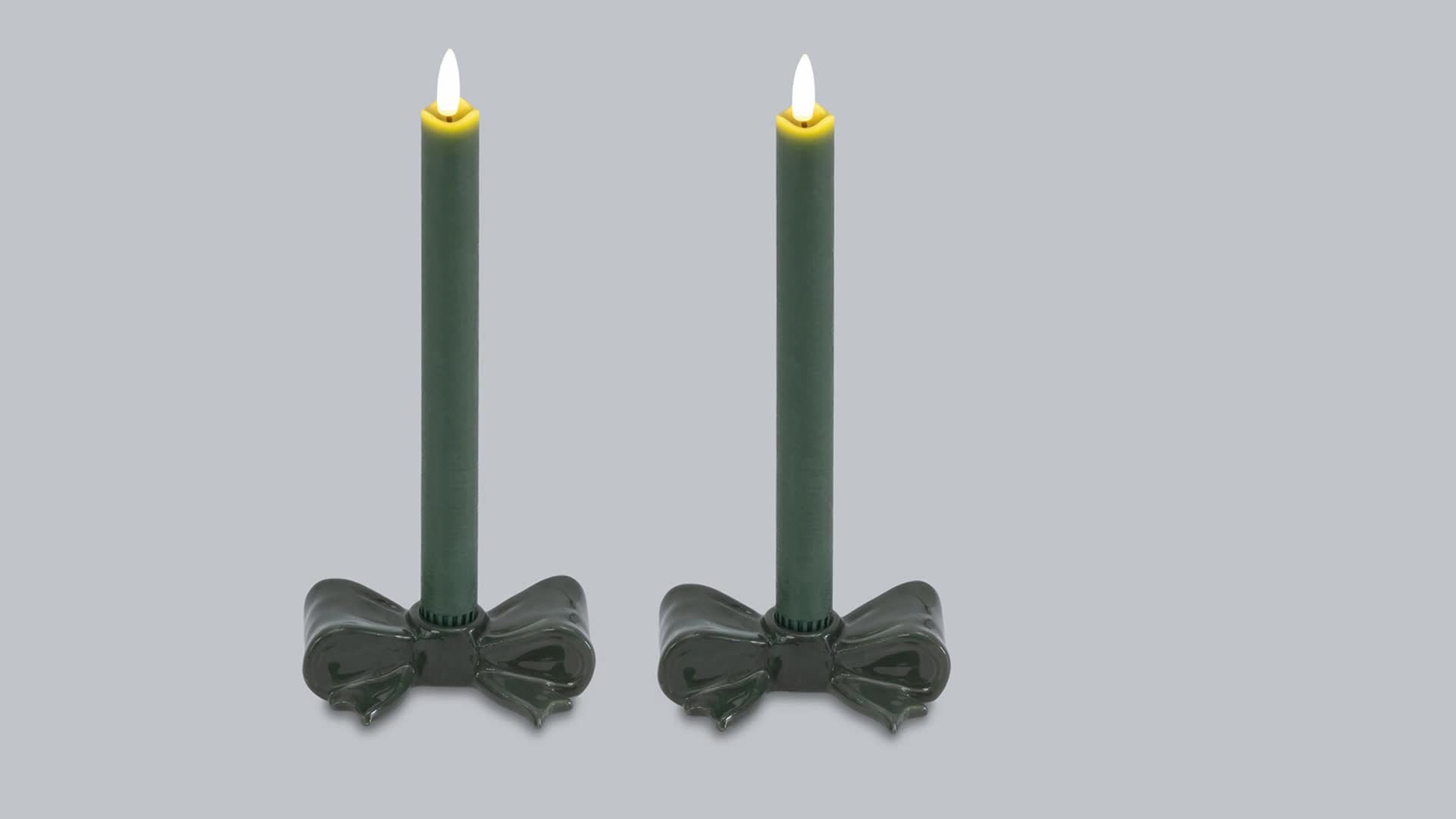 LED Stabkerzen mit Keramikhalter Schleife 2er Set Flambiance batteriebetrieben Timer